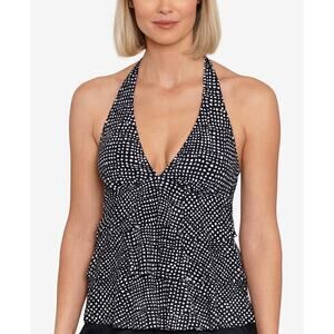 Women's Printed Tiered Halter Tankini Top Pick A Dot 10 14580